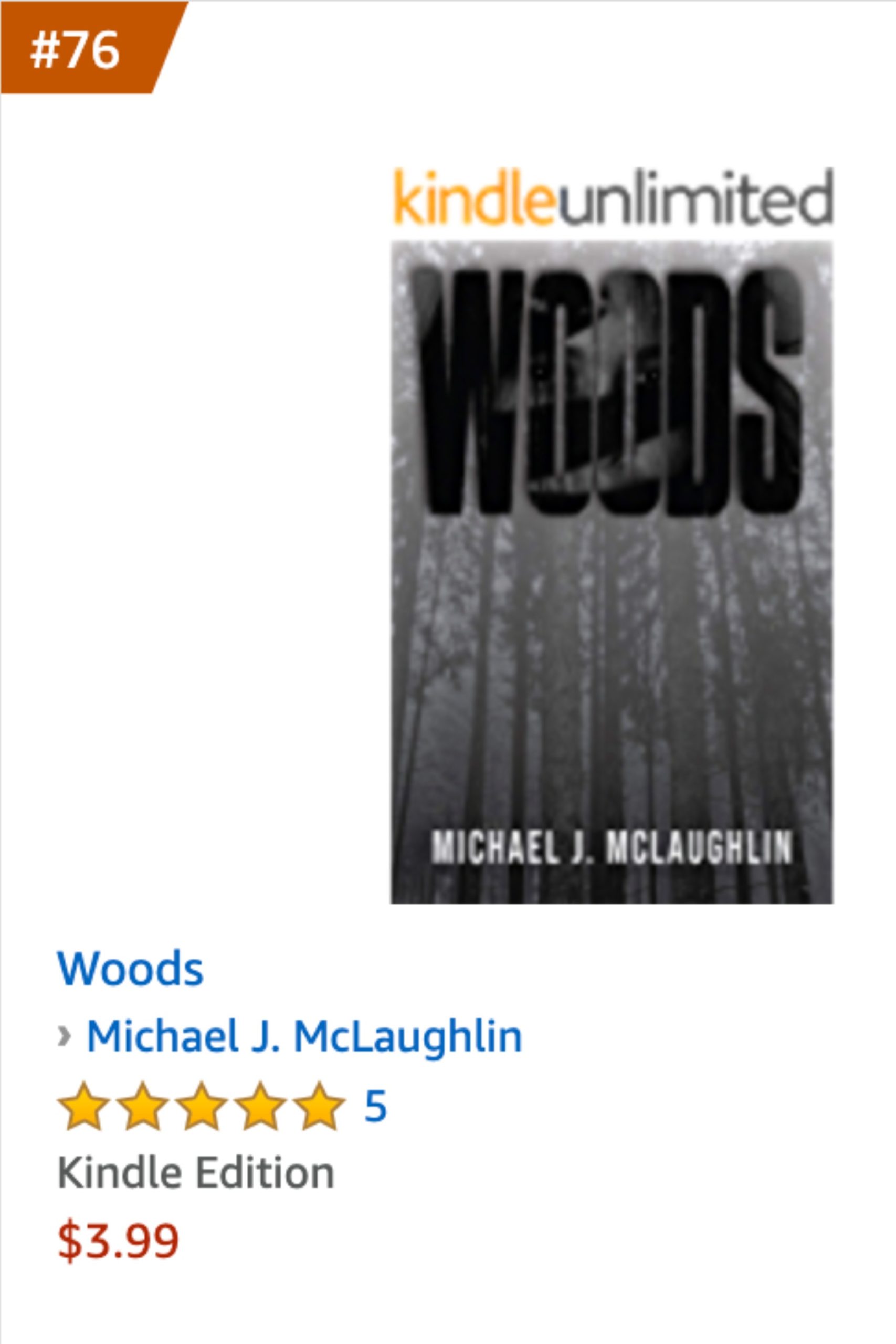 Woods on Amazon Best Seller List