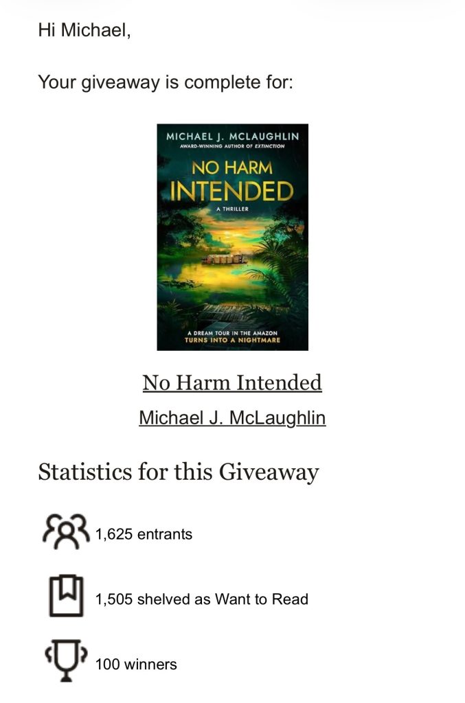 Congratulations Goodreads Giveaway Winners!